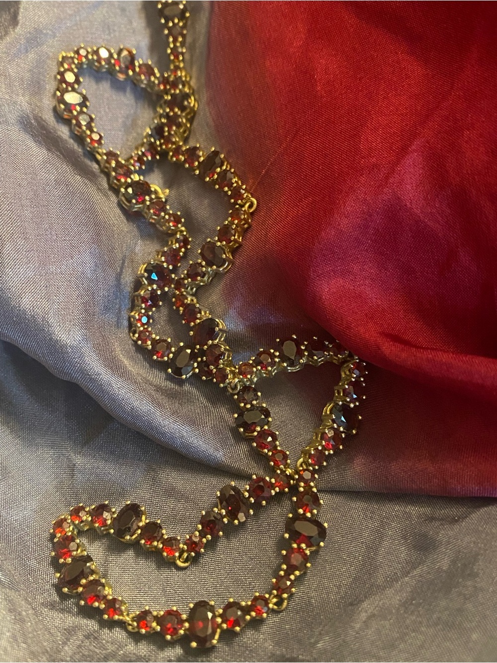 Garnet tennis necklace